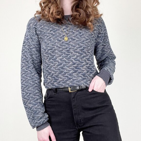 Vintage 3D Knit Cotton Sweater Oversized 3-D Slouchy Grandpa Fisherman 90s Y2K - Picture 2 of 8